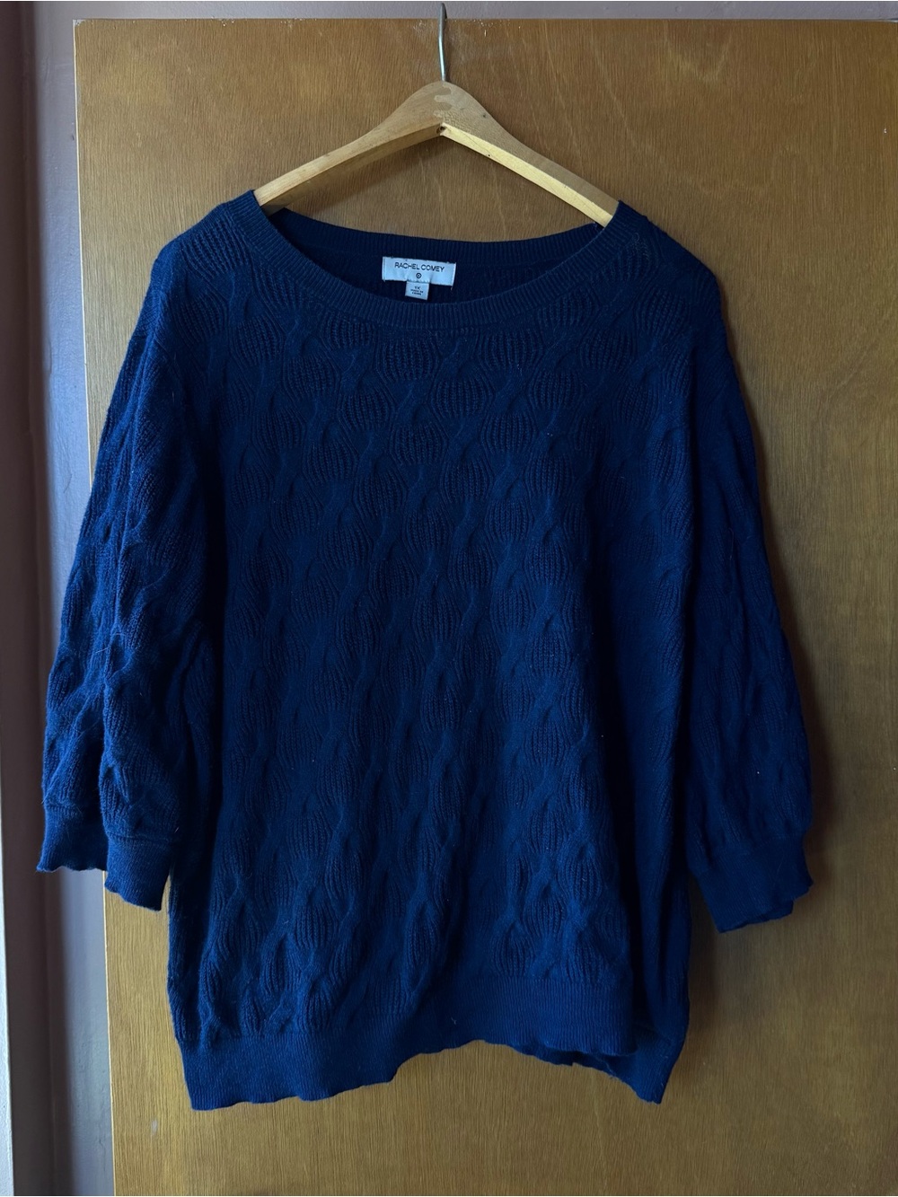 Rachel Comey Navy Cable Knit Crewneck Sweater